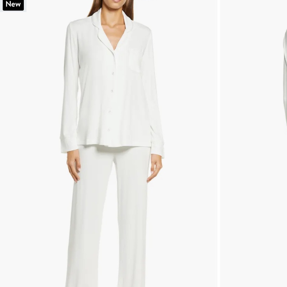 SKIMS White Long Sleeve Button Pajama Set